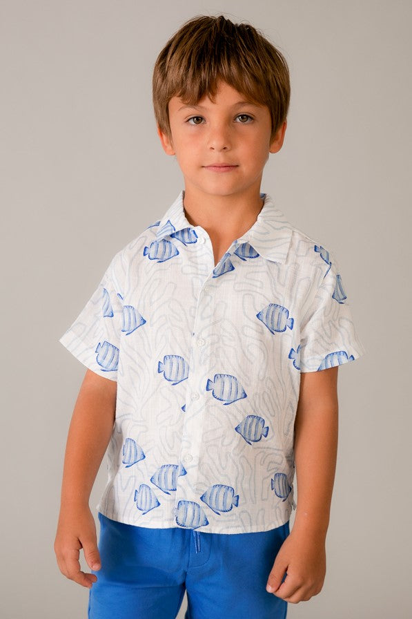 Сорочка 'Shore Yellow' з морським принтом Mayoral