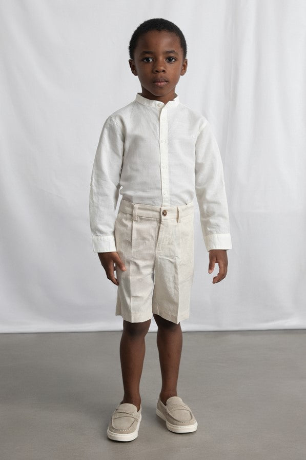 Сорочка 'Linen Avena' з коміром стійкою