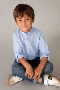 Сорочка 'Linen Avena' з коміром стійкою