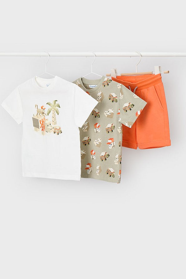 Комплект 'Virtual Orange' з двох футболок та шортів Mayoral